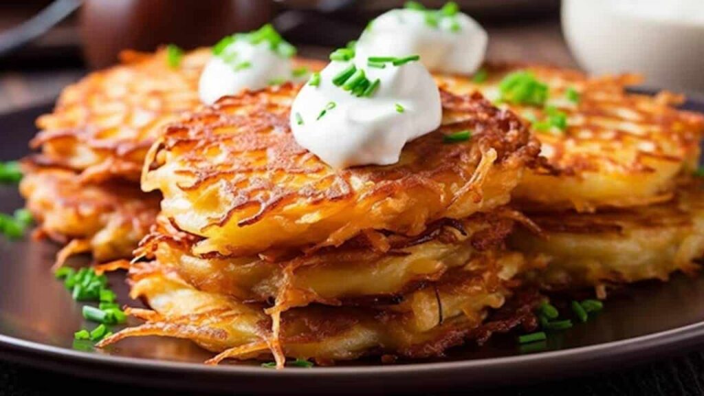 Panquecas de batata com presunto e queijo