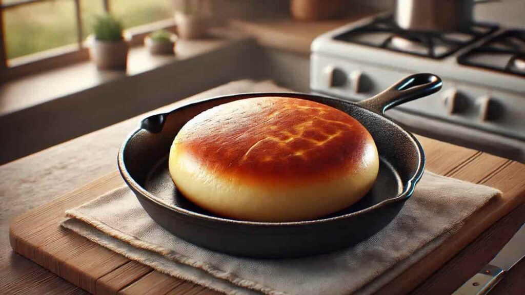 Pão com amido de milho feito na frigideira