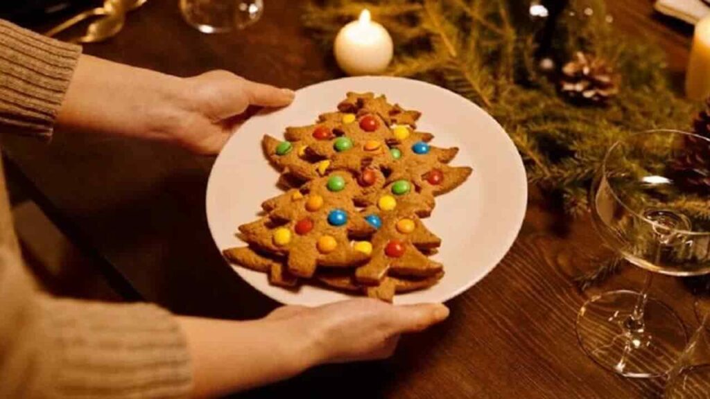 Biscoitos em formato de árvore de natal