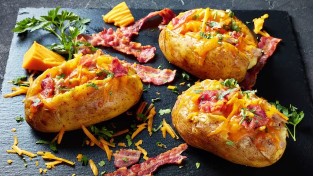 batatas recheadas com bacon e queijo